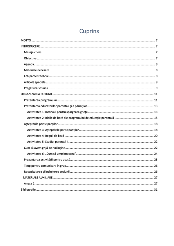 Tematică Educație Parentală