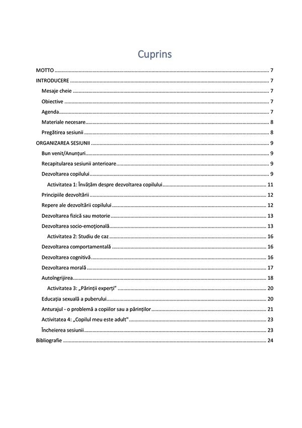 Tematică Educație Parentală
